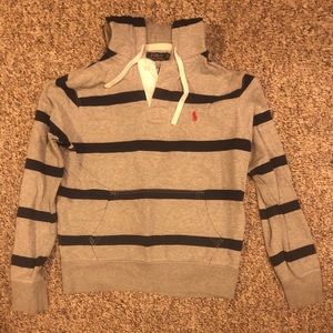 Polo navy and grey striped sweatshirt